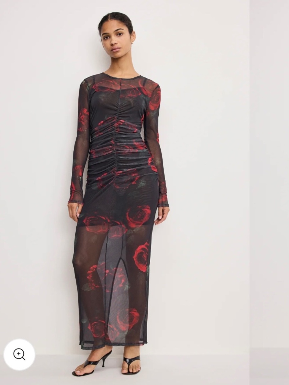 Mesh Ruched Maxi Dress NEW